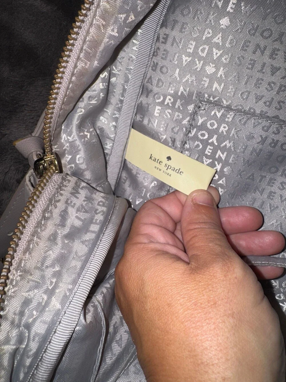 Kate Spade Light Beige Nylon Backpack Adjustable Strap